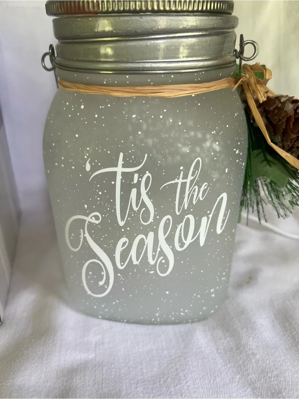 Scentsy Gray Frosted 'Tis the Season Mason Jar Warmer